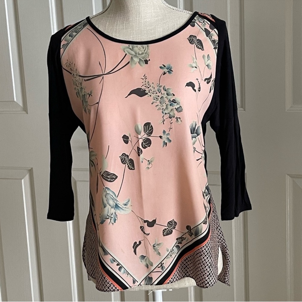 Oasis Pink and Black Floral Blouse - Picture 2 of 7